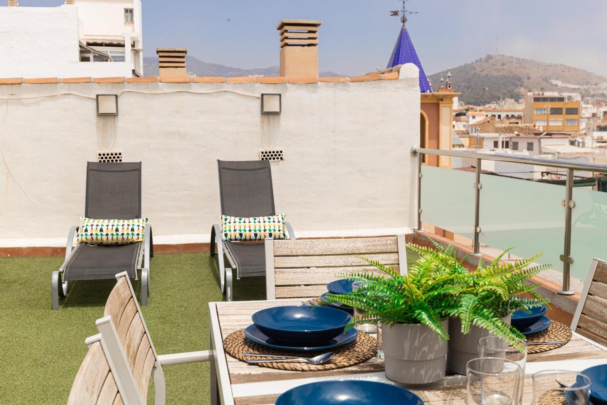 マラガC103 - Sunny Terrace, Old Town Viewsアパートメント エクステリア 写真